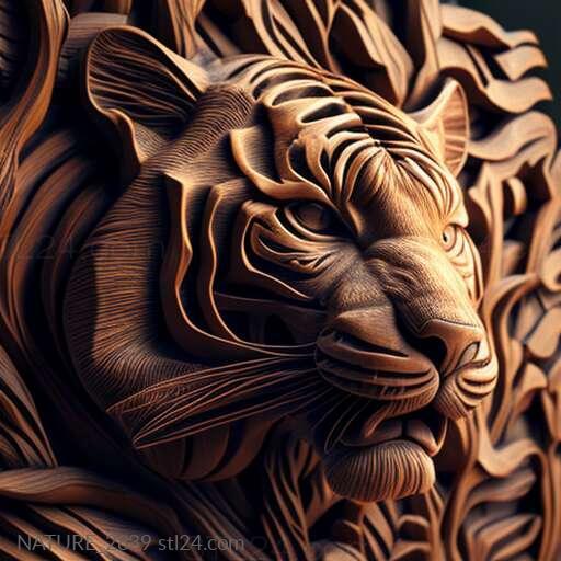 Природа и животные (Тигр 3, NATURE_2839) 3D модель для ЧПУ станка